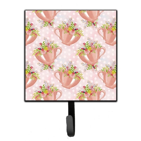 Jensendistributionservices Tea Cup & Flowers Pink Leash or Key Holder, 4.25 x 1 x 7 in. MI2087127